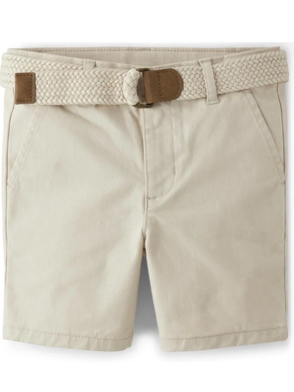 Gymboree Boys Stone (Lt.Khaki) Chino Shorts with Braided Belt Size 7